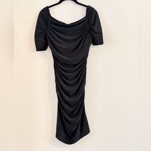 Colleen Lopez Elegant Black Ruched Mini Dress Size S
